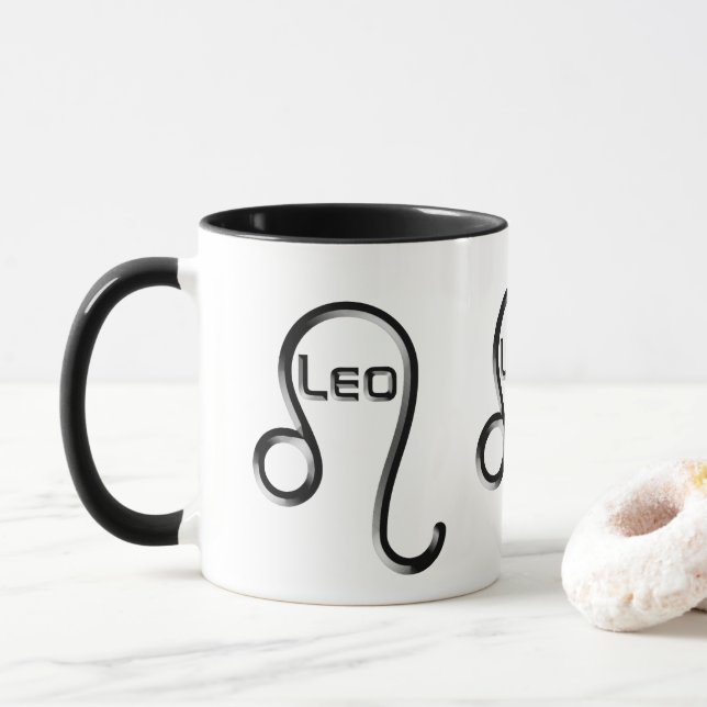 LEO, Abstract Design of the Zodiac Sign, Tasse (Mit Donut)