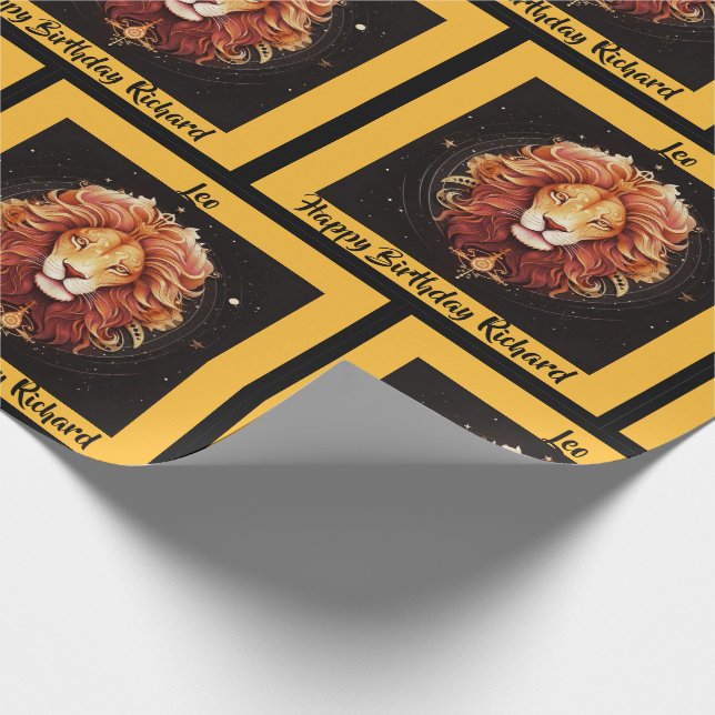 Leo Add Name Birthday Zodiac Geschenk Geschenkpapier (Ecke)