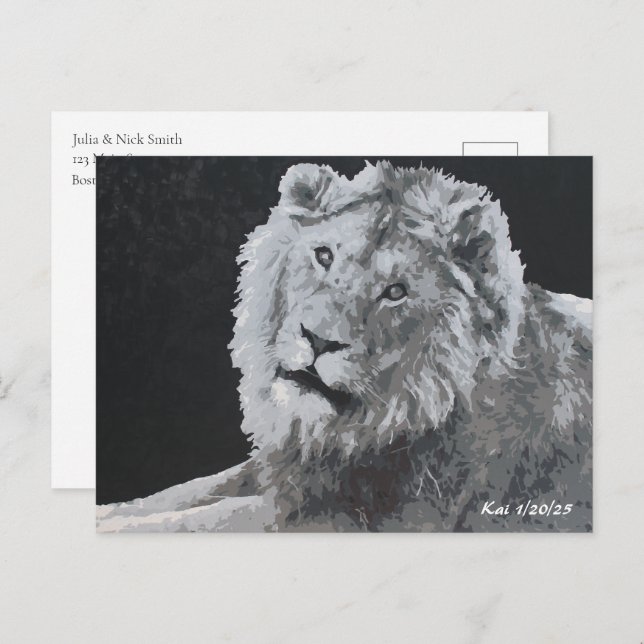 Leo, afrikanischer Löwe, Tier Postkarte (Vorne/Hinten)