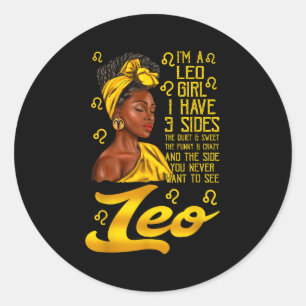 Leo Afro Black Woman Es ist mein Geburtstag Zodiac Runder Aufkleber