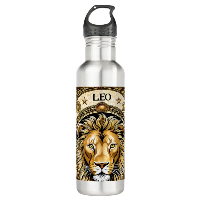 Leo-Astrologie Edelstahlflasche (Vorderseite)