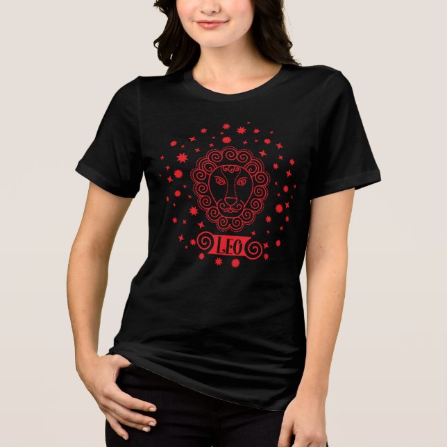 Leo astrology birth sign zodiac lion head stars Tri-Blend shirt (Vorderseite)