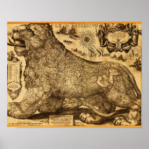 Leo Belgicus, Niederlande und Belgien Poster