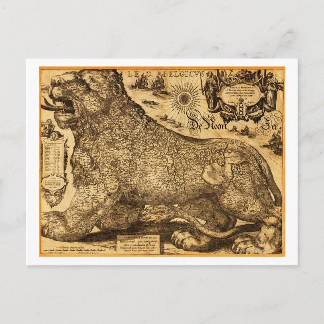 Leo Belgicus, Niederlande und Belgien Postkarte (Vorderseite)
