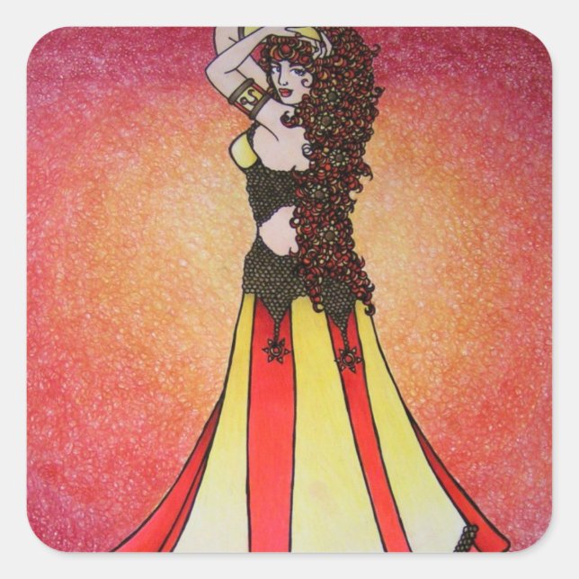 Leo Belly Dancer Quadratischer Aufkleber (Vorderseite)