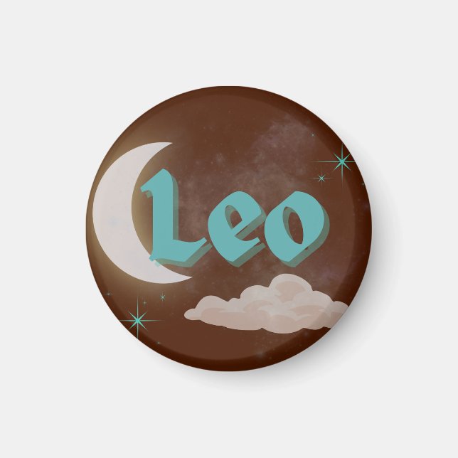 Leo Celestial Ästhetische Moon Cloud Stars Design Magnet (Vorne)