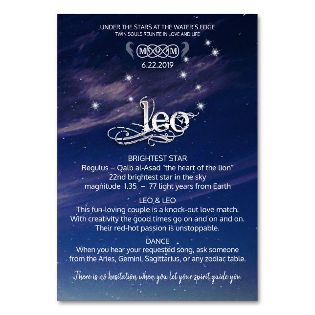 Leo Center-Tischkarte Tischnummer (Vorderseite)