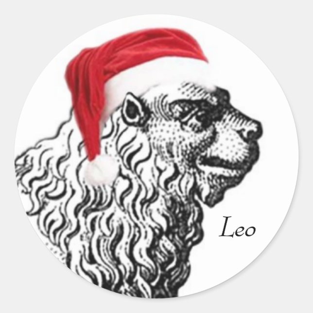 Leo Christmas Runder Aufkleber (Vorderseite)