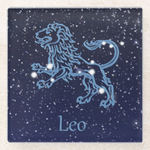 Leo Constellation and Zodiac Sign with Stars Glasuntersetzer