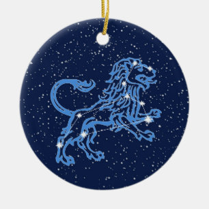 Leo Constellation and Zodiac Sign with Stars Keramik Ornament