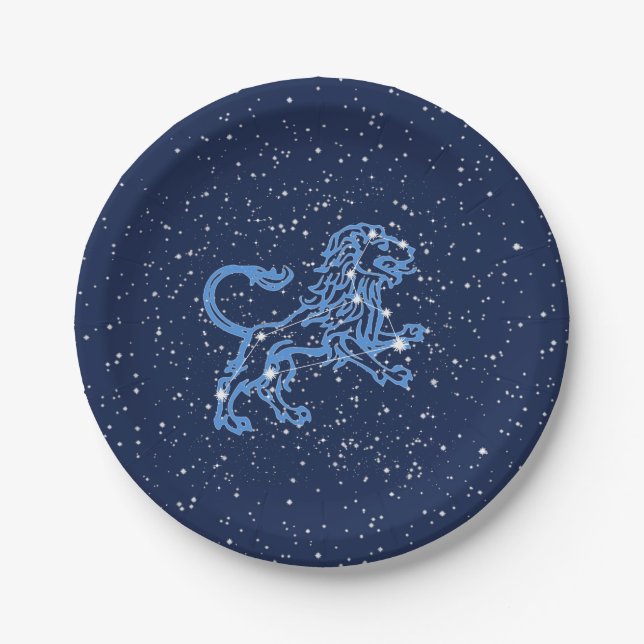 Leo Constellation and Zodiac Sign with Stars Pappteller (Vorderseite)