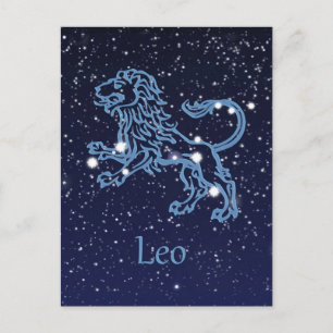 Leo Constellation and Zodiac Sign with Stars Postkarte