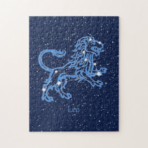 Leo Constellation and Zodiac Sign with Stars Puzzle