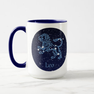 Leo Constellation and Zodiac Sign with Stars Tasse