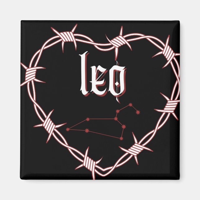 Leo Constellation Gothic Ästhetik Barbed Wire Magnet (Vorne)