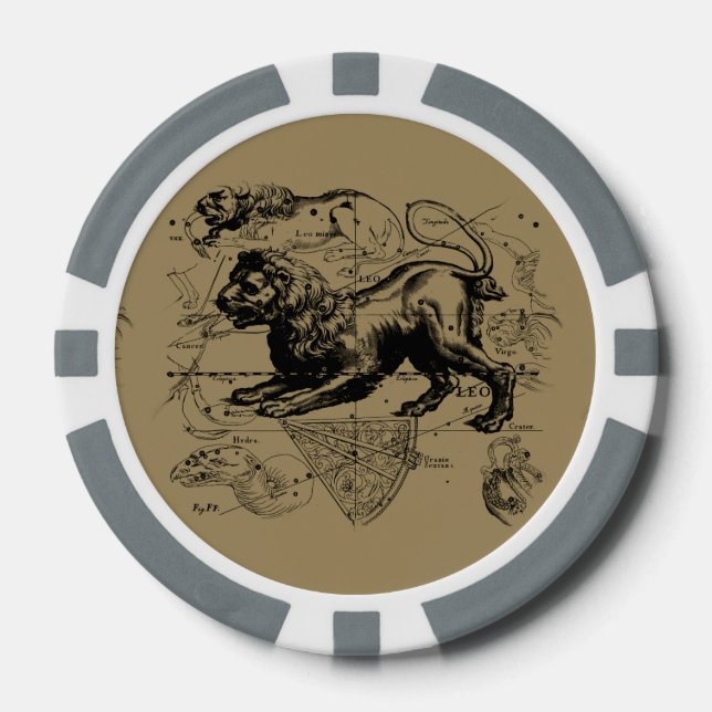 Leo Constellation Hevelius 1690 Juli 23 - August 2 Pokerchips (Vorderseite)