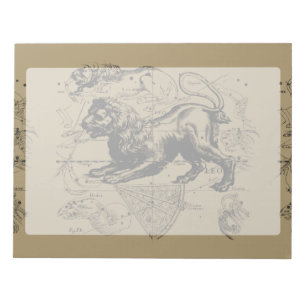 Leo Constellation Map Hevelius 1690 auf Taupe Notizblock