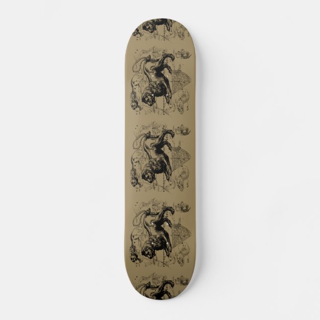 Leo Constellation Map Hevelius 1690 auf Taupe Skateboard (Vorderseite)