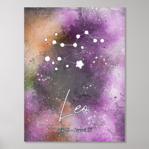 Leo Constellation Zodiac Sign Lila Galaxie Foliendrucke