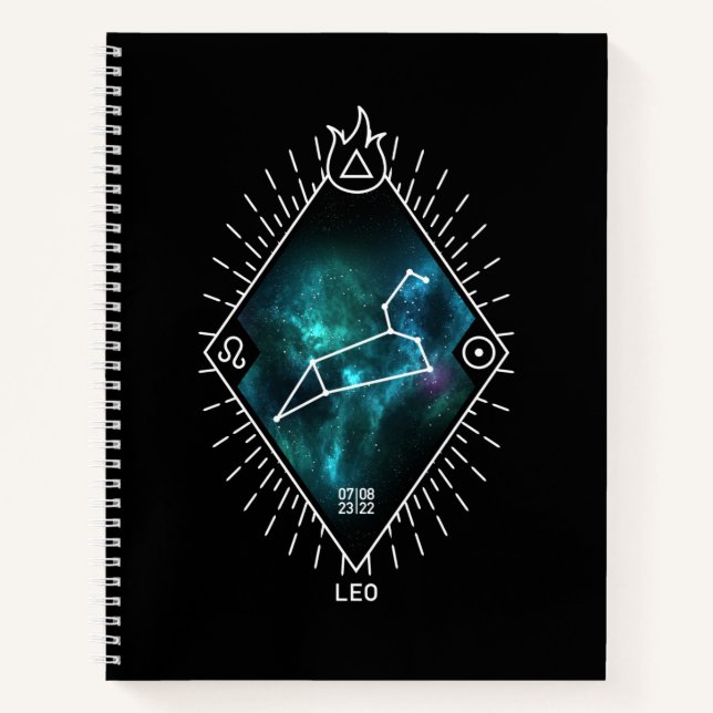 Leo Constellation & Zodiac-Symbol Notizbuch (Vorderseite)