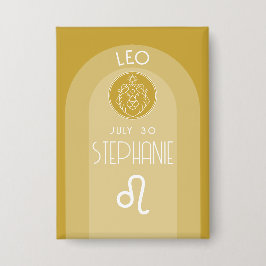 Leo Custom Birthday Zodiac - Modernes Design Button