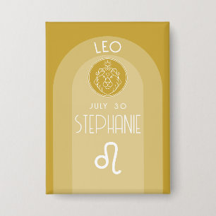 Leo Custom Birthday Zodiac - Modernes Design Button