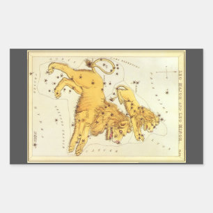 Leo der Löwe Vintage-Sternbild Urania's Mirror Rechteckiger Aufkleber