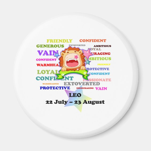 Leo, der Löwe, Zodiac signieren Custom Astrologie  Magnet (Vorne)