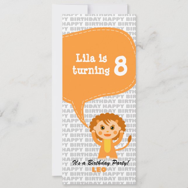 Leo Einladung Geburtstagsparty (Vorderseite)