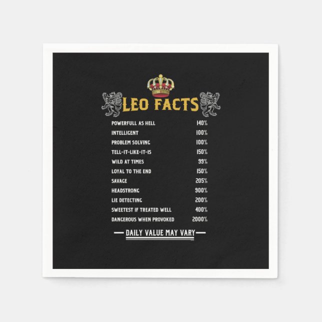 Leo Facts Zodiac Sign Horoskop Astrologie Geschenk Serviette (Vorderseite)