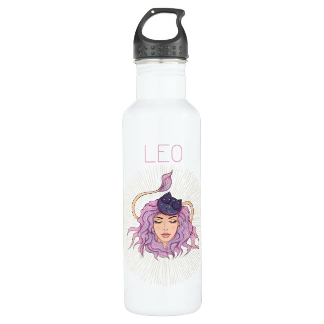 Leo Femme Zodiac Zeichenwasserflasche Edelstahlflasche (Vorderseite)