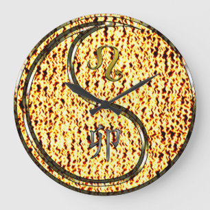 Leo & Feuer Kaninchen Große Wanduhr