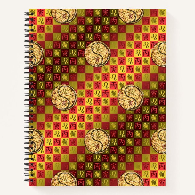 Leo & Feuer Tiger Notizbuch (Vorderseite)
