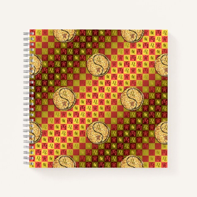 Leo & Feuer Tiger Notizbuch (Vorderseite)