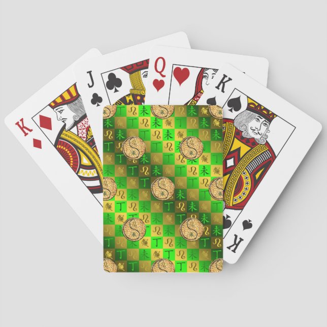 Leo & Feuer Ziege Spielkarten (Rückseite)