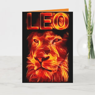 Leo Fire Sign Lion Personalisiert Geburtstag Karte