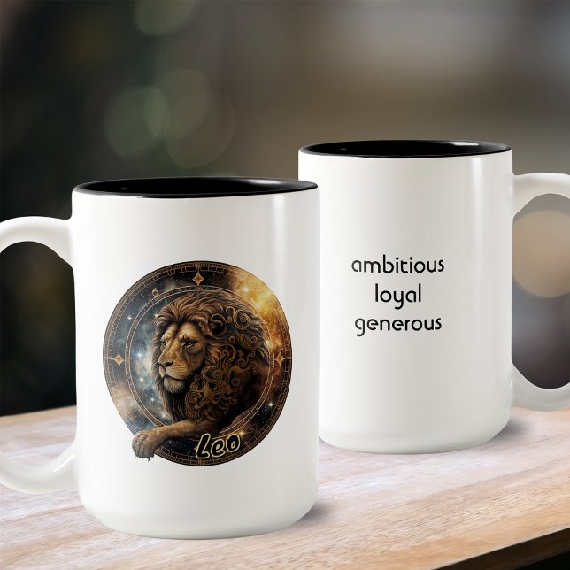 Leo Gold und Black Watercolor Zodiac Zweifarbige Tasse (Von Creator hochgeladen)