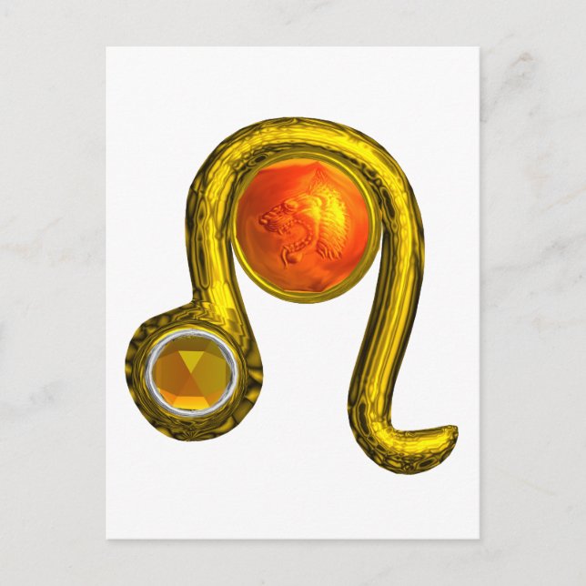 LEO GOLD ZODIAC BIRTHDAY JEWEL Astrologie Postkarte (Vorderseite)