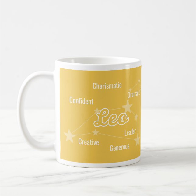 Leo Golden Watercolor Astrologie Zodiac Signature  Kaffeetasse (Links)