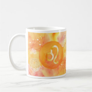 Leo Golden Watercolor Astrologie Zodiac Signature Kaffeetasse