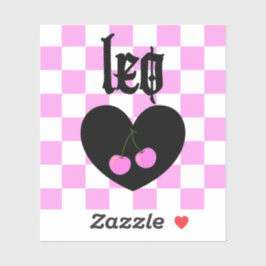 Leo Gothic ästhetic Checkered Cherry Art Aufkleber