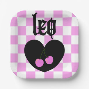 Leo Gothic ästhetic Checkered Cherry Art Pappteller