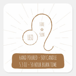 Leo Hand goss Soy Candle Label Quadratischer Aufkleber