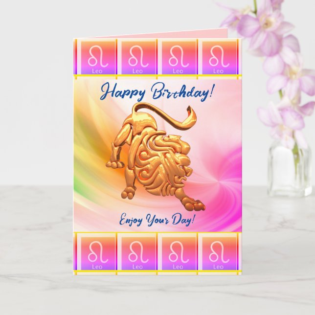 Leo - Happy Birthday Card Karte (Orchidee)