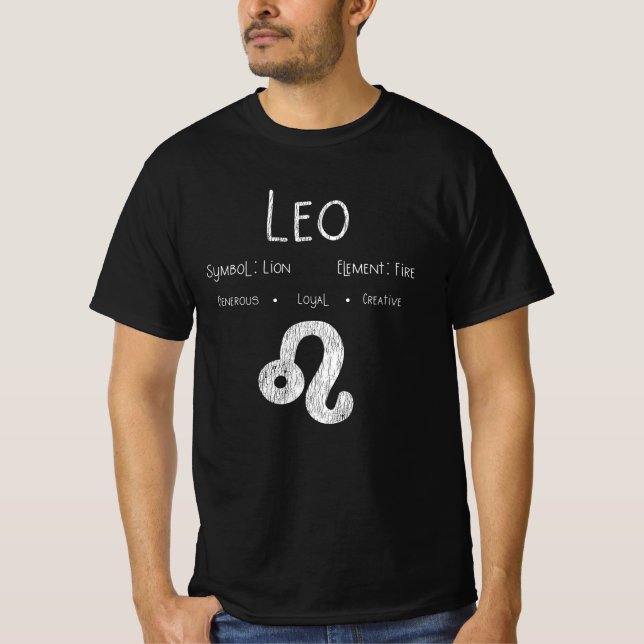 Leo Horoscope Astrologie Star Sign Geburtstagsgesc T-Shirt (Vorderseite)