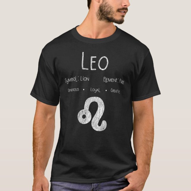 Leo Horoscope Astrologie Star Sign Geburtstagsgesc T-Shirt (Vorderseite)