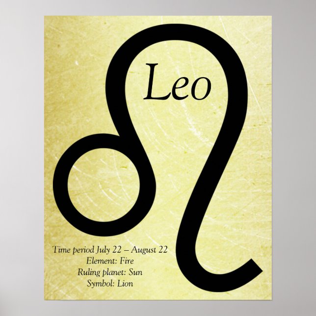 Leo Horoskop Symbol Gold und Black Poster (Vorne)