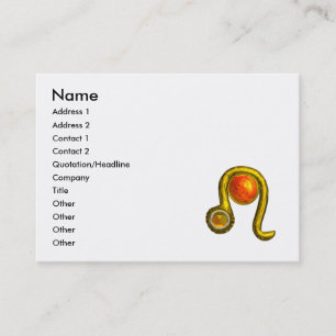 LEO, leuchtend roter gelber Topaz Visitenkarte