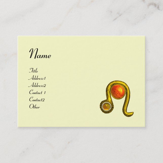 LEO, leuchtend Schwarz-weißer, roter Gelbtopaz Visitenkarte (Vorderseite)