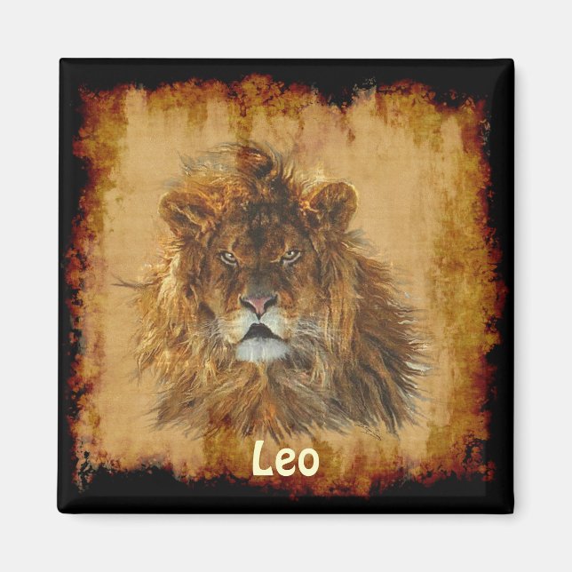 "LEO" Lion Astrologie Wildlife Art Magnet (Vorne)
